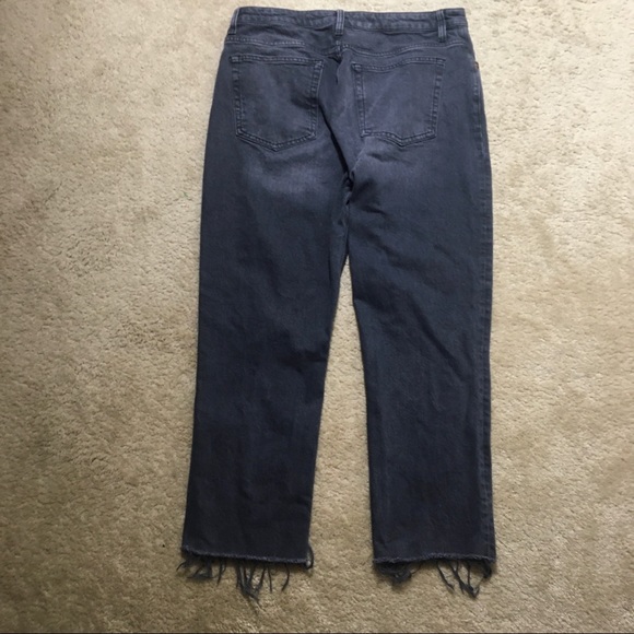 Topshop Straight Jeans Moto High Rise Raw Hem Gray - Picture 7 of 9